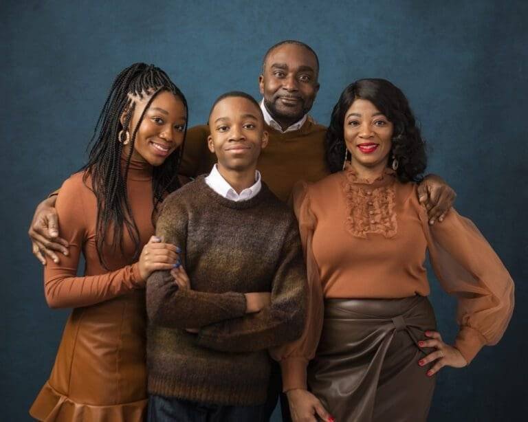 studio portrait of an african american family