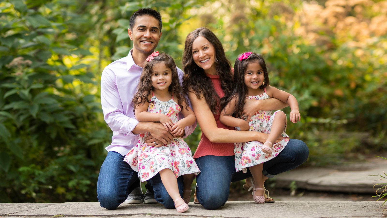 Portrait of a family smiling